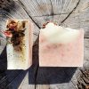 Essentail oils Rose Geranium and Pink Grapefruit Soap top and side Thriving People